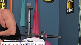 Alana Cruise works out with a stranger at the gym