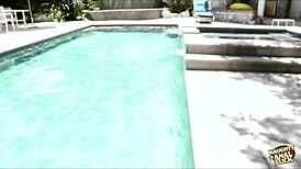 Tatted Brunette Dana Vespoli Gets Asshole and Throat Pounded Hard by Poolside