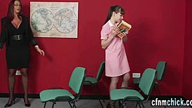 Watch the babe give handjob in humiliation