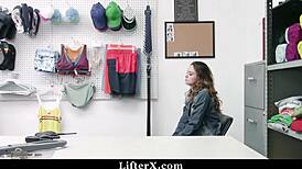 Hey, this brunette teen got punished by mall officer for stealing! 😡