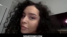 Stepbro POV fucks curly-haired latina stepsis with big ass for home favors.