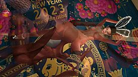 rabbit toy rides big black cock in cartoon