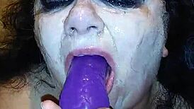 Ms tl deepthroats dildo with choking