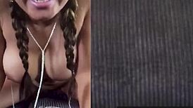 Joon Mali, the cute Asian teen 18+, strips for a hot solo webcam show with big tits