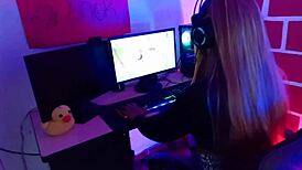 my stepbro catches me on twitch stream and fucks me hard, oh shit!