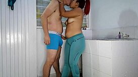 quick homemade sex in the laundry room with a venezuelan babe in colombia, filling her with cum
