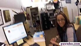 Damn, this pretty coed got drilled by the pawn keeper at the shop!