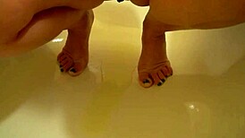 Milf Caresses Anal Close-Up Then Shows Pussy Inside While Pissing