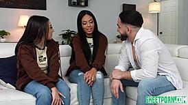 Stepsisters Bianca And Violet Gems Visit Stepbrother For Licking And Missionary Fun 😏