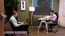 Gay coworkers rim and anal fuck in office