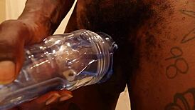 Hallelujah Johnson Intensely Masturbates With Fleshlight, Unleashing Massive Cumshot.