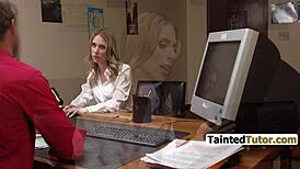 Principal dominates bully's submissive stepmom on the desk in hardcore reality sex