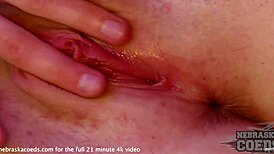 Tiny Olly’s nervous first casting with dildo on sofa