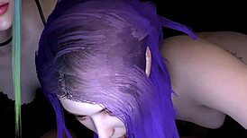 Watch these two girls with brightly colored hair perform a double blowjob in 3d porn.