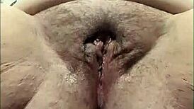 I'm overwhelmed watching fat hairy granny finger and fuck her squirting wet pussy close up.
