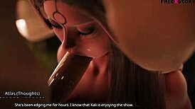 in the seven realms, atlus fucks kali and kagome in a hot threesome with blowjob and pussy licking