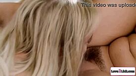 busty milf gets licked by blondes.