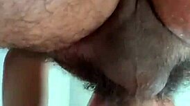 This hairy gay stud gets choked and gagged in deepthroat action