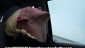 german milf relaxes in the car with personal time