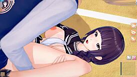 3d cartoon anime video of jk futaba getting massage