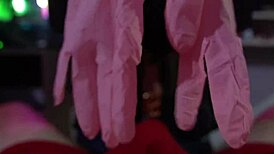 Pink Nurse Gloves Teasing Husband in Hospital, Making Him Cum in Underwear