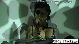 hot christy mack the pirate teases with her stunning ass. she fingers that tight wet pussy just right!