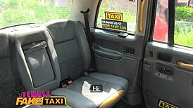 Sweaty Lesbian Bushy Pussies Finger Fucked in Fake Taxi to Orgasm