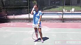 Petite 18+ Teen With Big Natural Tits Gets Fucked By Athletic Coach's Big Cock.