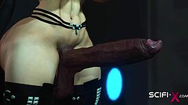 Sci-fi transerotica hot futa shemale with huge dick fucks sexy blonde... oops, I mean intensely rides her