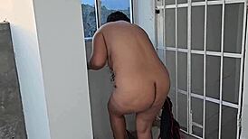 Wow! Submissive Milf Dominated on Rooftop by Builder with Facial!