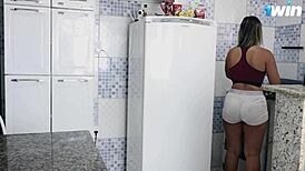 Caught the hot maid and filled her big ass