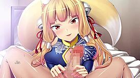 ejaculation time with fox girl in all sex scenes from hentai game pt2.
