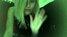 want to see this blonde strip in stockings?