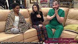 Hey, after hours, naughty nurse Aria Nicole bends to Doctor Tampa's wild desires at GirlsGoneGyno.com. Watch her spread wide in the hospital room!