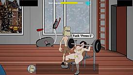 In the gym, the bimbo with huge tits and ass gets fucked