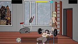 In the gym, the bimbo with huge tits and ass gets fucked