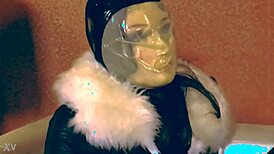 For a fetish play with a latex clad beauty in bondage