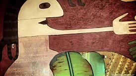 Threesome Sex Delights This Busty Brunette on Sofa!