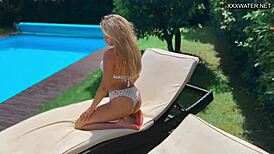 Hot Babe Irina Cage Teases Herself Poolside.
