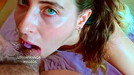 Green-Eyed Stepsister Gives Amazing Deepthroat Blowjob