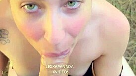 Shy Girl Gives Public Blowjob to Blonde