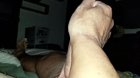 Oiled handjob drips with precum
