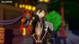 hu tao in a 3d anime scene