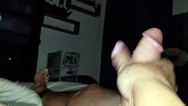 Oiled handjob drips with precum