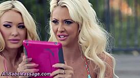 blonde babe gives a sensual massage