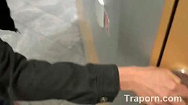 blonde teen sucks cock boldly in public