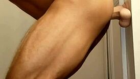 bisexual twink plays with dildo in shower fun