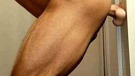 bisexual twink plays with dildo in shower fun