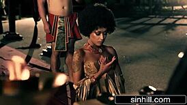 Pharaoh and Stunning African Princess Engage in Deep Sensual Bonding