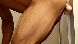 bisexual twink plays with dildo in shower fun